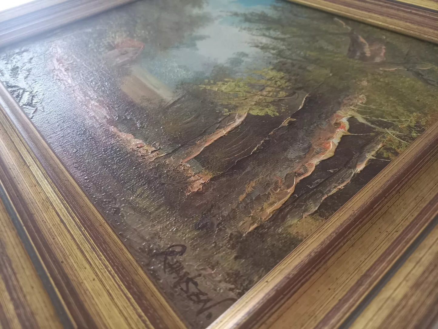 ORIGINAL Ölgemälde auf Leinwand inkl. Rahmen | Landschaft / Natur / Wald | Signiert: R. HANSEN