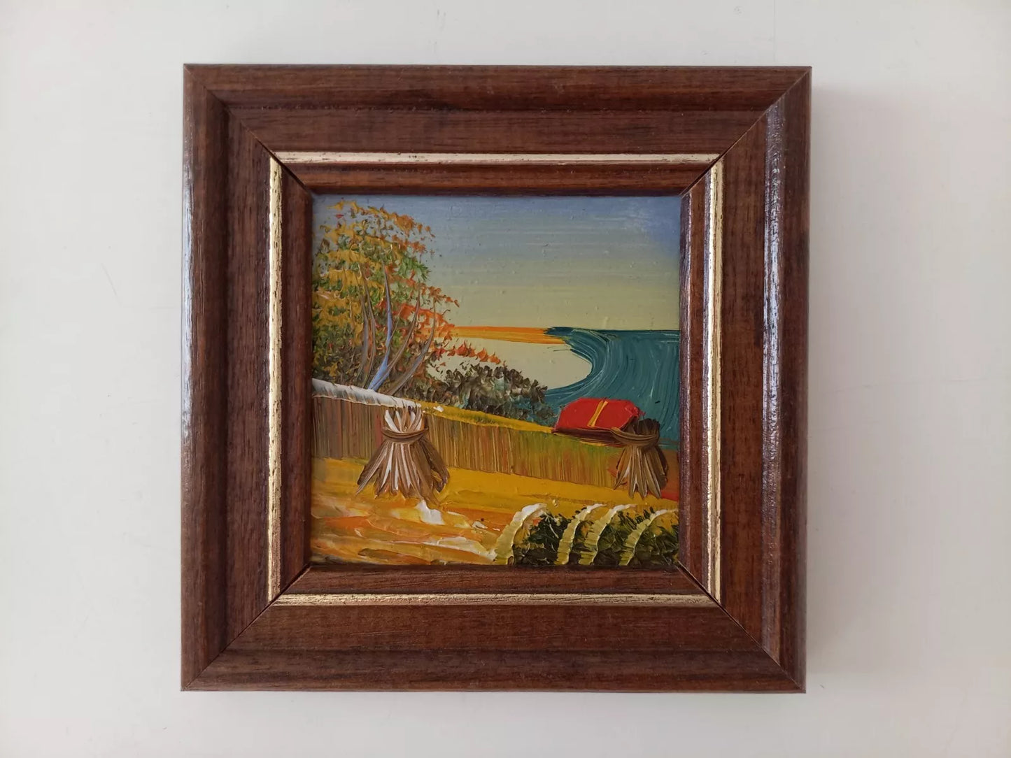 KLEINES ORIGINAL Ölgemälde auf Karton inkl. Holzrahmen | Landschaft / Natur | 11x11 cm