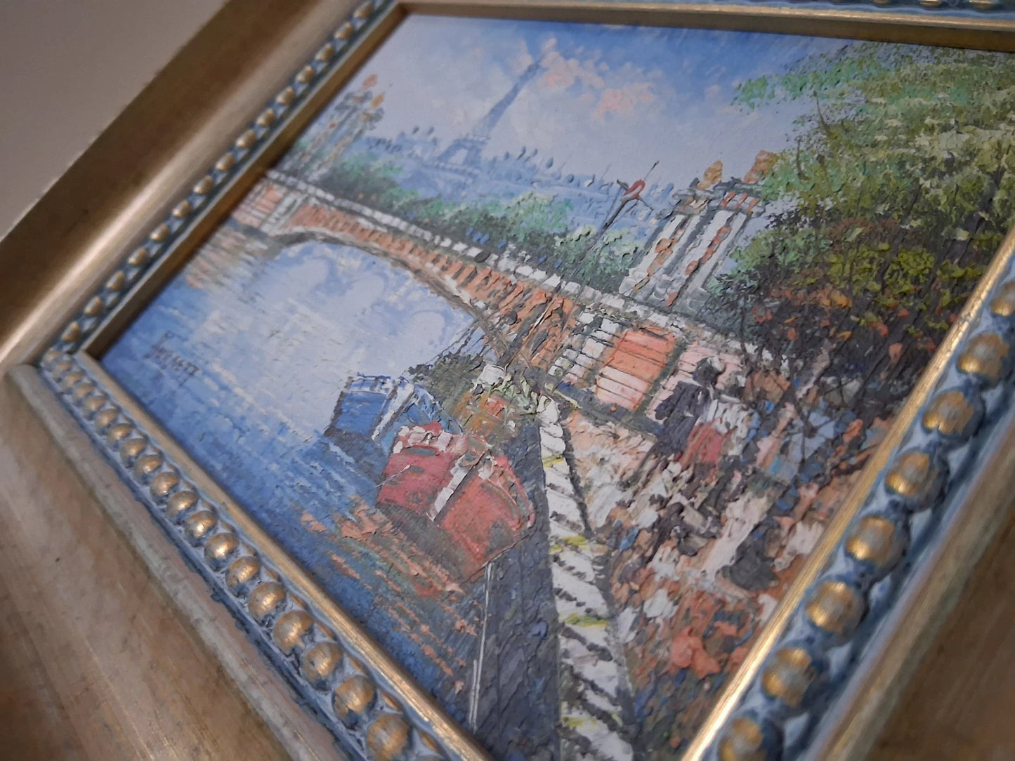 CAROLINE C. BURNETT | Eiffelturm / Paris / Stadtszene | ORIGINAL Ölgemälde auf Karton inkl. Rahmen