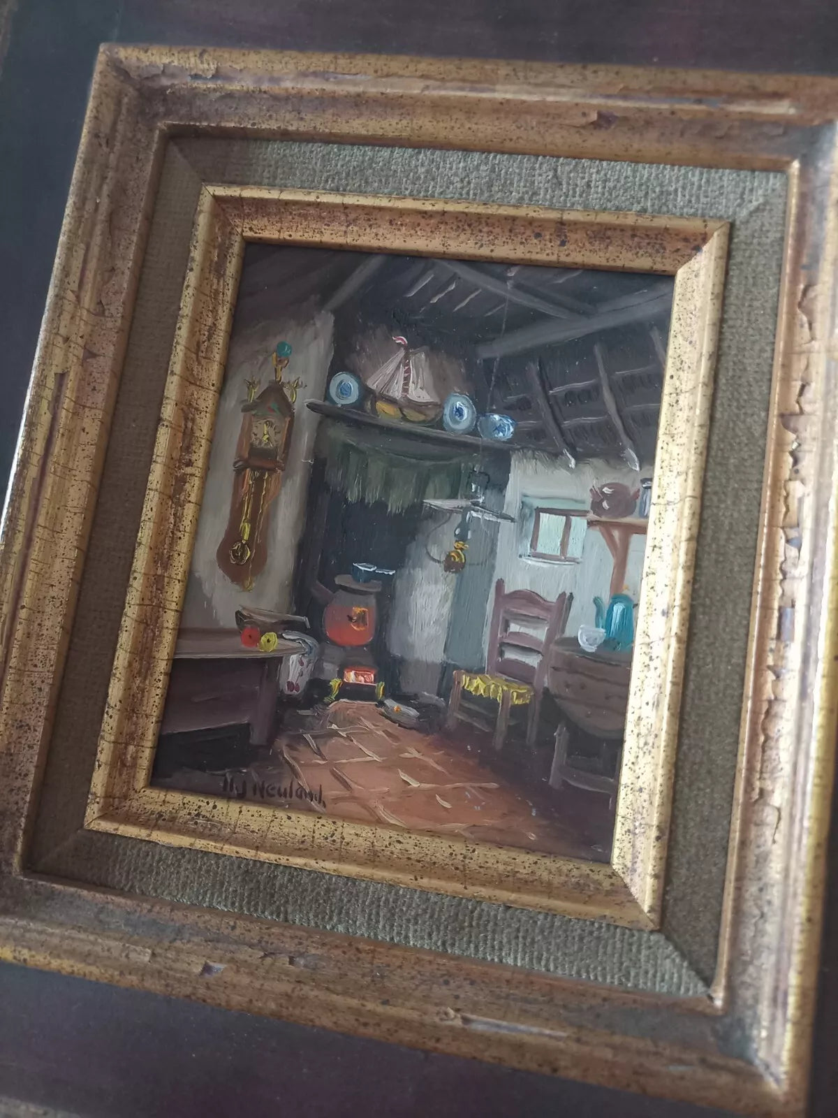 HENDRIK-JAN NEULAND (1928-2009) | Bäuerliches Interieur | ORIGINAL Ölgemälde inkl. Rahmen