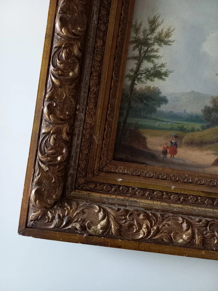 CARL EDUARD AHRENDTS (1822-1898) | Bewaldeter Landweg | ORIGINAL Ölgemälde auf Holzplatte