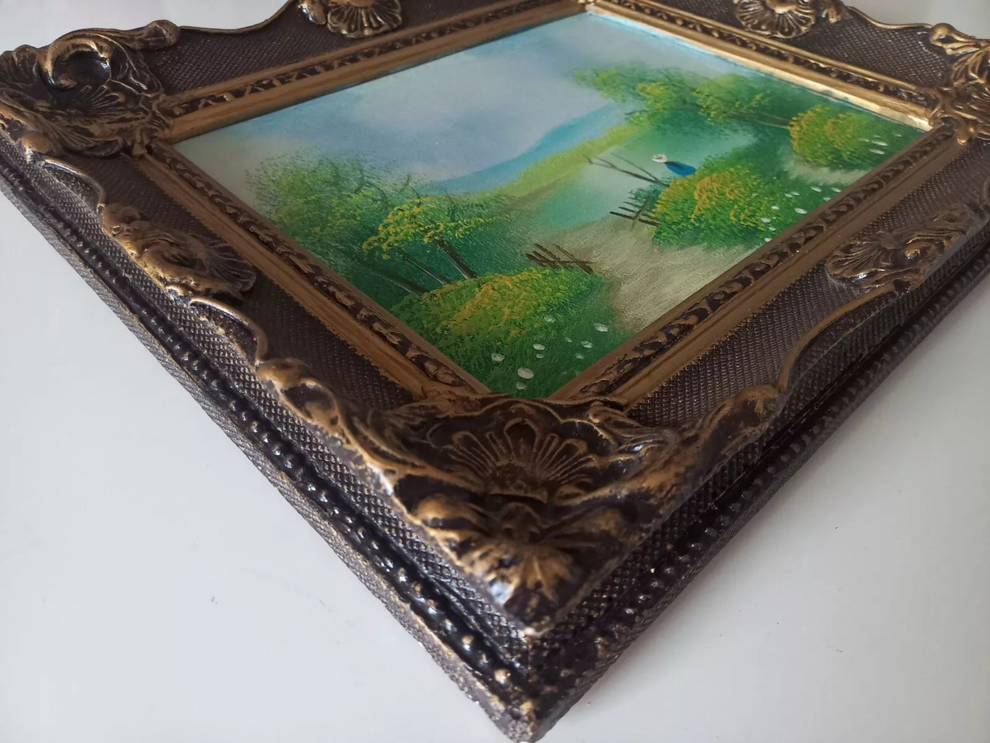 ORIGINAL Ölgemälde auf Leinwand inkl. Holzrahmen | Sommerlandschaft am See mit Figuren