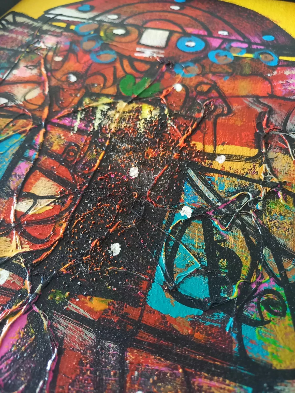 ORIGINAL Ölgemälde auf Karton inkl. Rahmen | Abstrakte / Moderne Kunst / Streetart | 30x40 cm