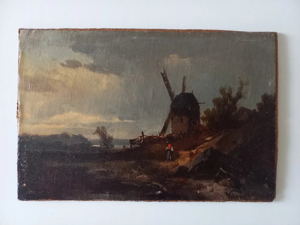 WILHELM KLEIN (1821-1897) | Landschaft mit Windmühle | ORIGINAL Ölgemälde auf Leinwand inkl. Rahmen