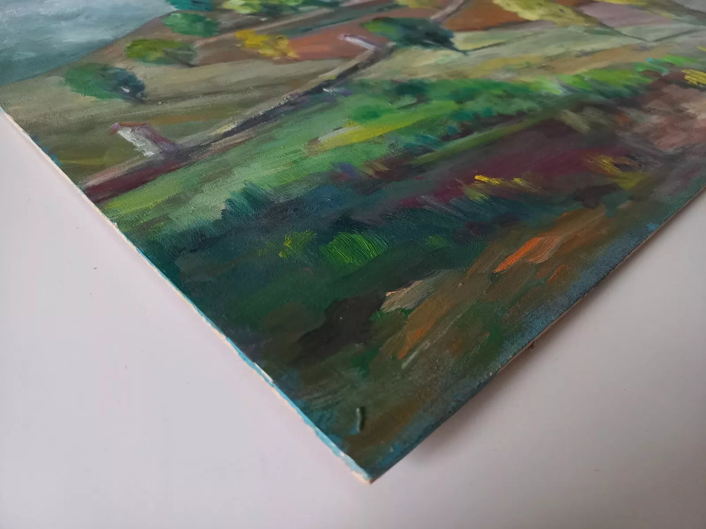 CARLES COMPTE (*1944) | Landschaft / Hügel / Kapelle | ORIGINAL Ölgemälde auf Holzplatte