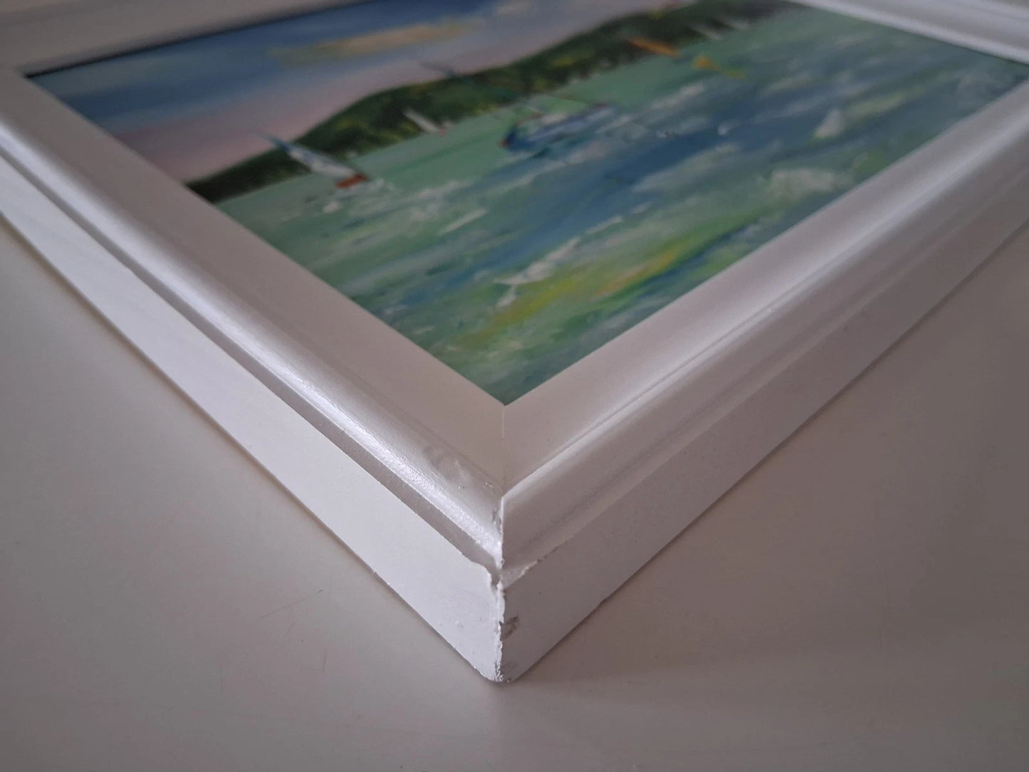 PAPP TÜNDE | Segelboote / Balaton / Tihany / Ungarn | ORIGINAL Ölgemälde auf Karton inkl. Rahmen