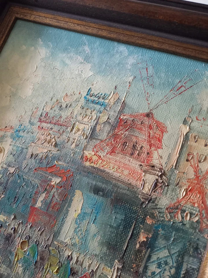 ORIGINAL Ölgemälde auf Leinwand inkl. Holzrahmen | Moulin Rouge / Paris / Abstrakt | Signiert