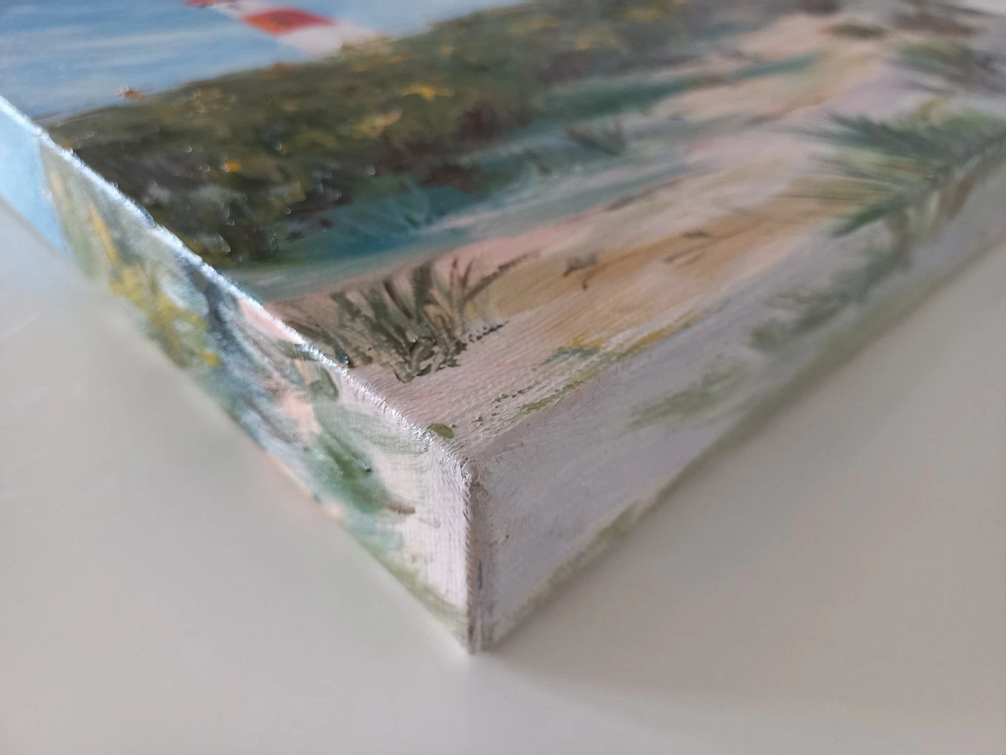 ORIGINAL Ölgemälde auf Leinwand | Leuchtturm / Landschaft / Natur | 30x30 cm | Signiert