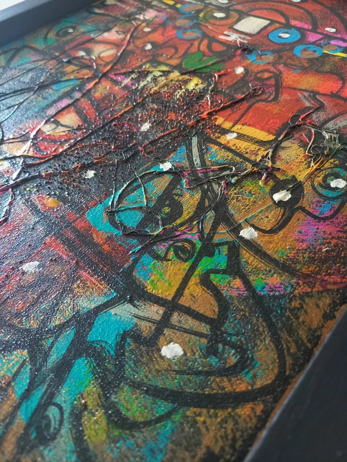 ORIGINAL Ölgemälde auf Karton inkl. Rahmen | Abstrakte / Moderne Kunst / Streetart | 30x40 cm