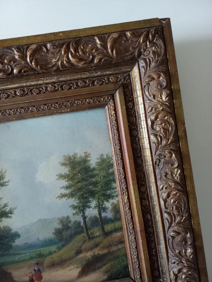 CARL EDUARD AHRENDTS (1822-1898) | Bewaldeter Landweg | ORIGINAL Ölgemälde auf Holzplatte