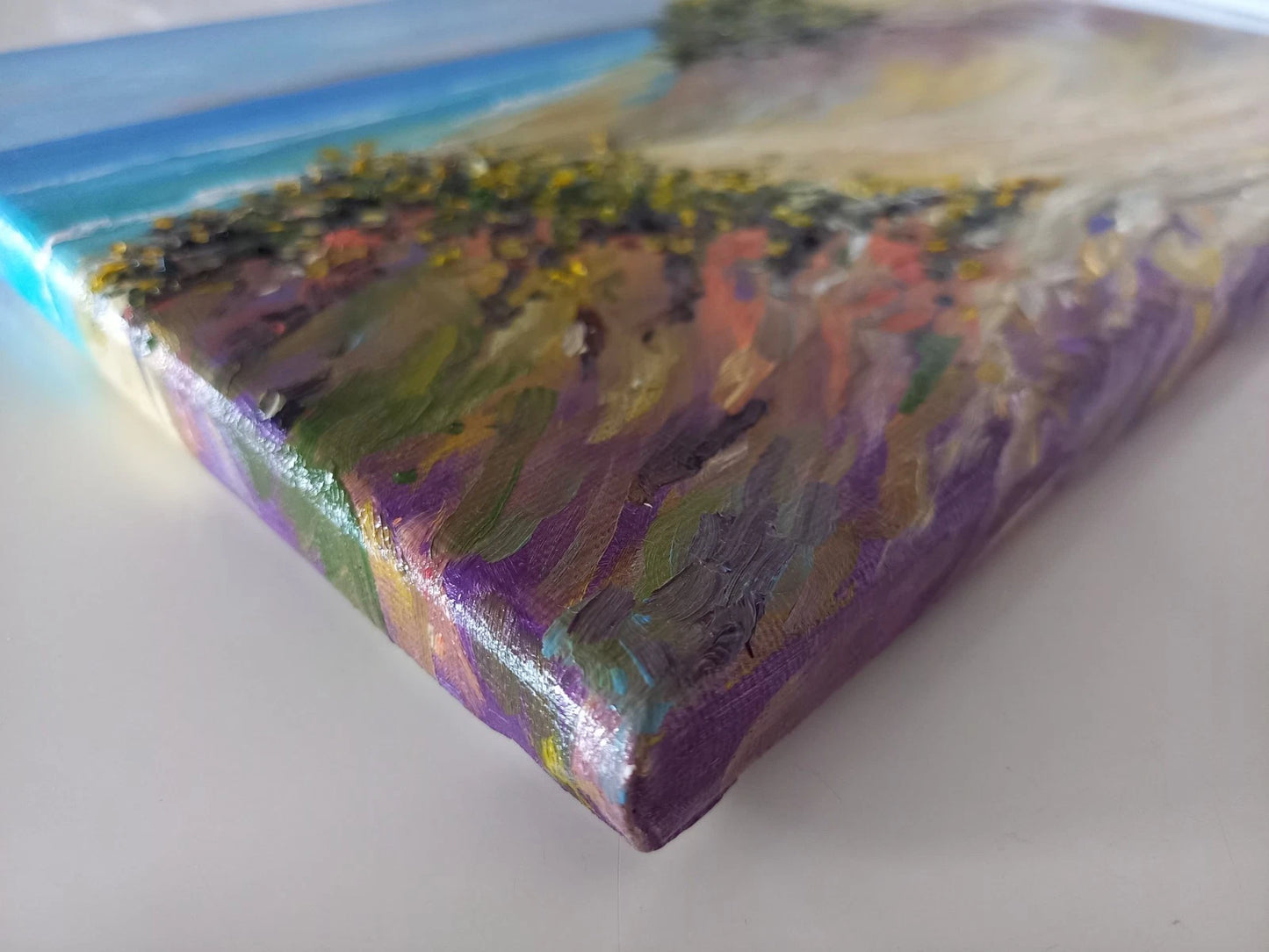 ORIGINAL Ölgemälde auf Leinwand | Strandgang / Meerblick / Landschaft | 30x24 cm | Signiert