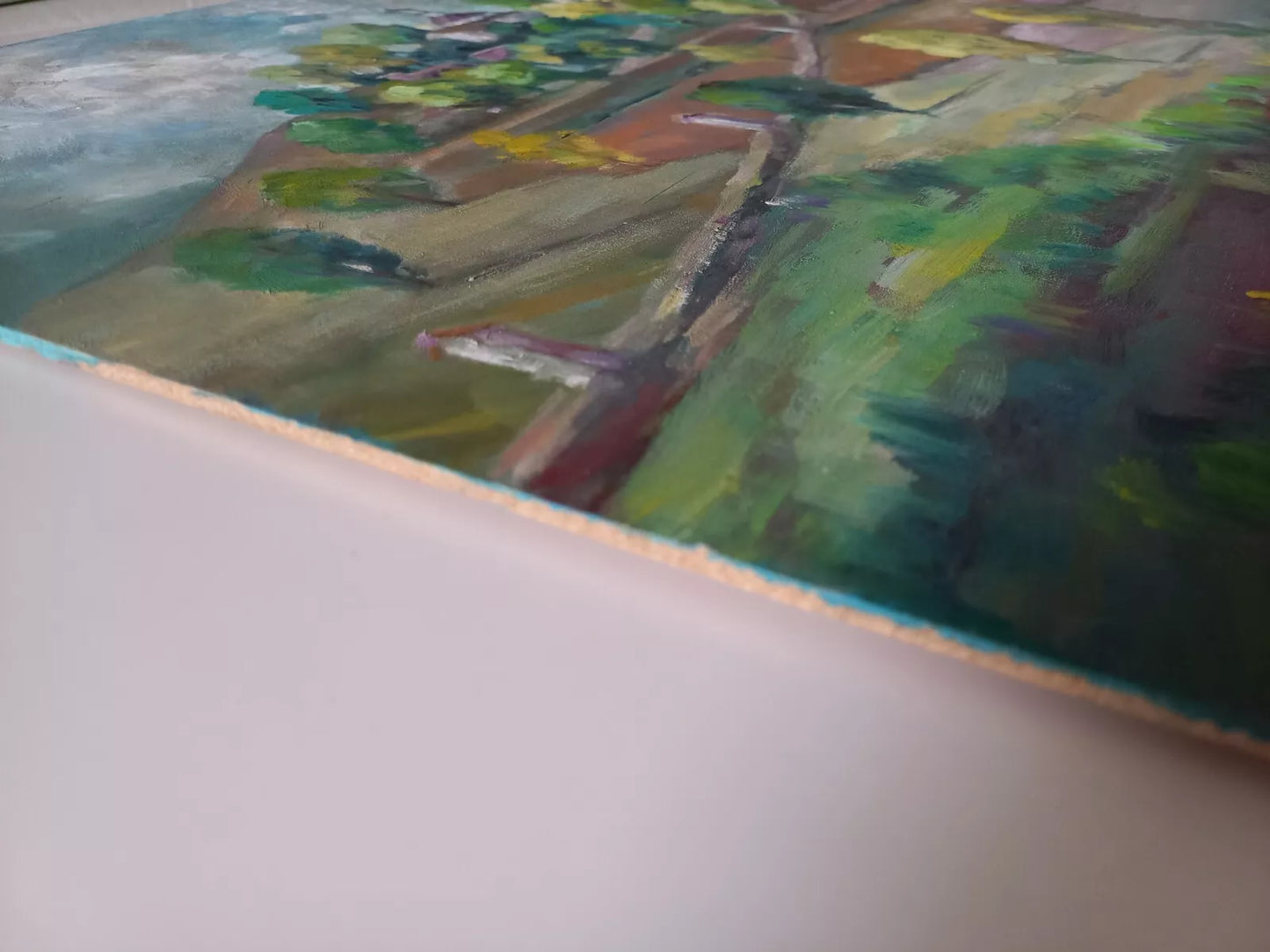 CARLES COMPTE (*1944) | Landschaft / Hügel / Kapelle | ORIGINAL Ölgemälde auf Holzplatte