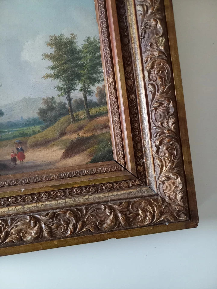 CARL EDUARD AHRENDTS (1822-1898) | Bewaldeter Landweg | ORIGINAL Ölgemälde auf Holzplatte