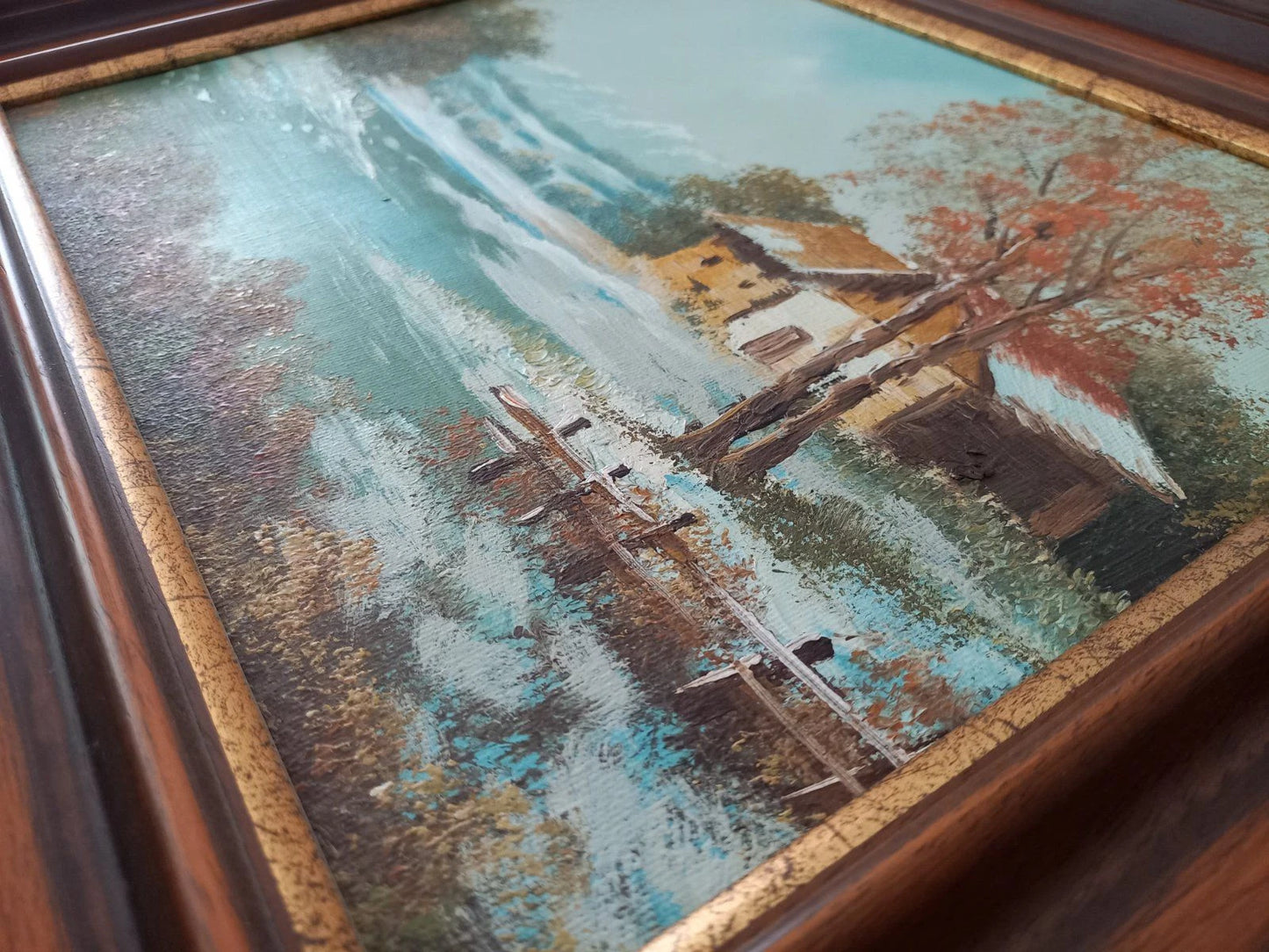 ORIGINAL Ölgemälde auf Leinwand inkl. Rahmen | Winter im Herbst / Landschaft / Natur | Signiert