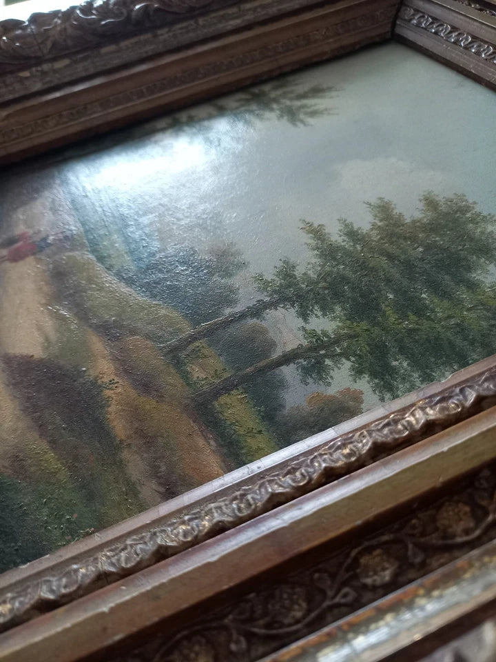 CARL EDUARD AHRENDTS (1822-1898) | Bewaldeter Landweg | ORIGINAL Ölgemälde auf Holzplatte