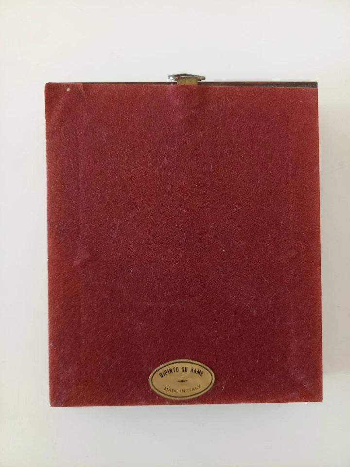 SELTENES KLEINES Ölgemälde auf Kupferplatte inkl. Rahmen | Landschaft / Burg / Italien | Signiert