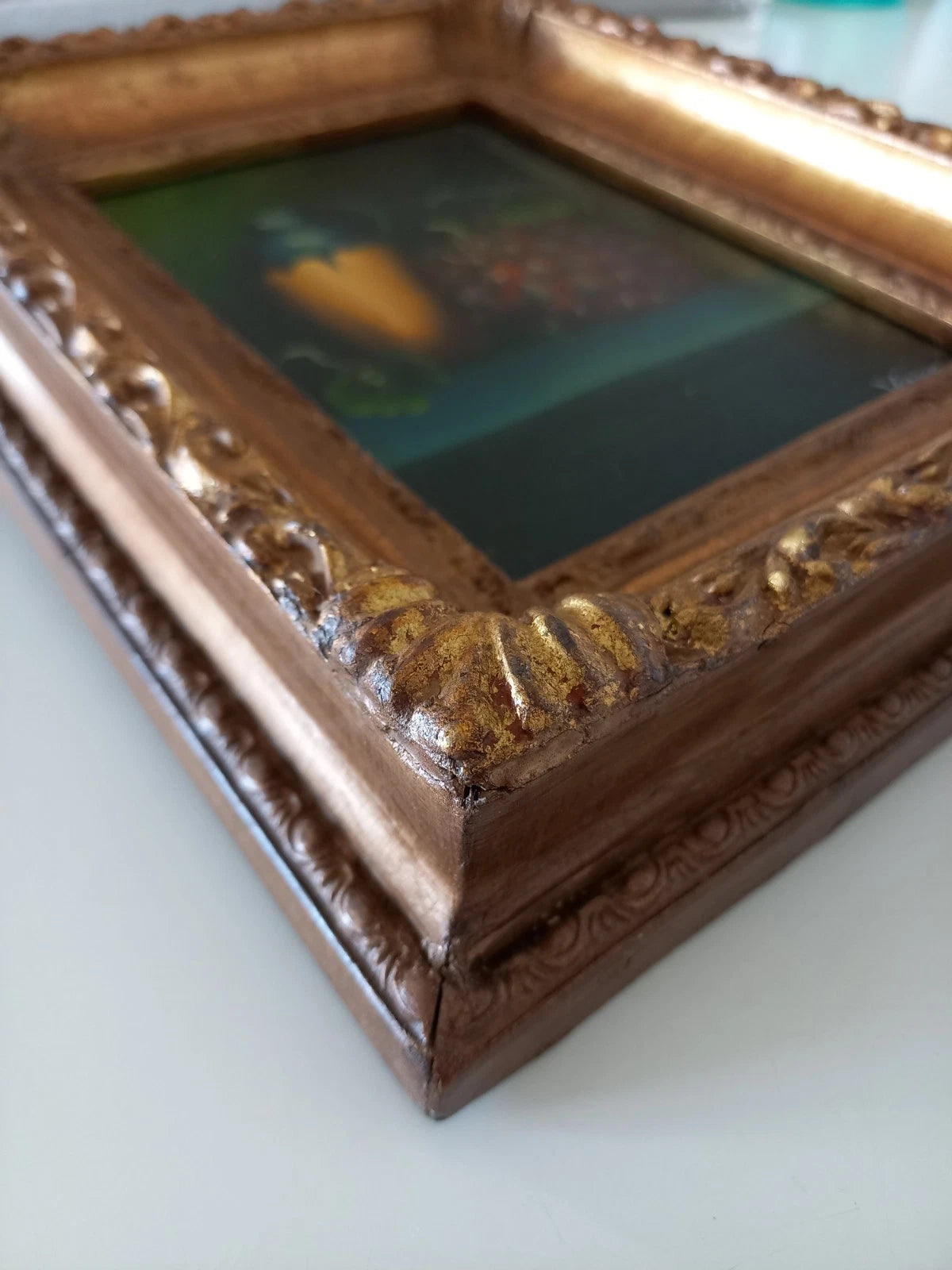 ORIGINAL Ölgemälde auf Karton inkl. Rahmen | Stillleben / Weintrauben | 21x26 cm | Signiert