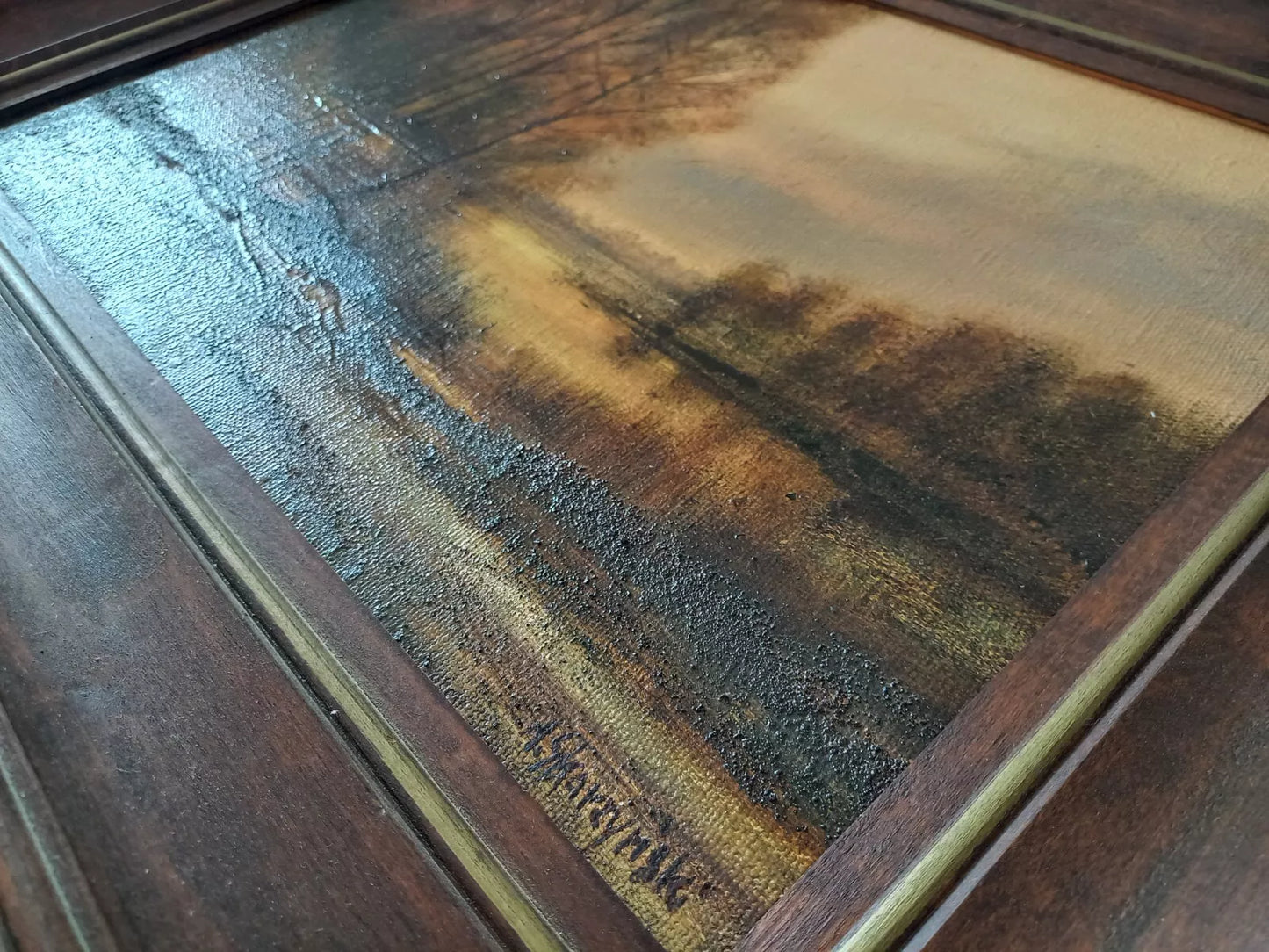 ANDRZEJ SKARZYNSKI | Fluss / Herbstlandschaft | ORIGINAL Ölgemälde auf Leinwand inkl. Rahmen