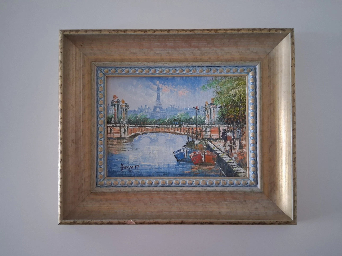 CAROLINE C. BURNETT | Eiffelturm / Paris / Stadtszene | ORIGINAL Ölgemälde auf Karton inkl. Rahmen