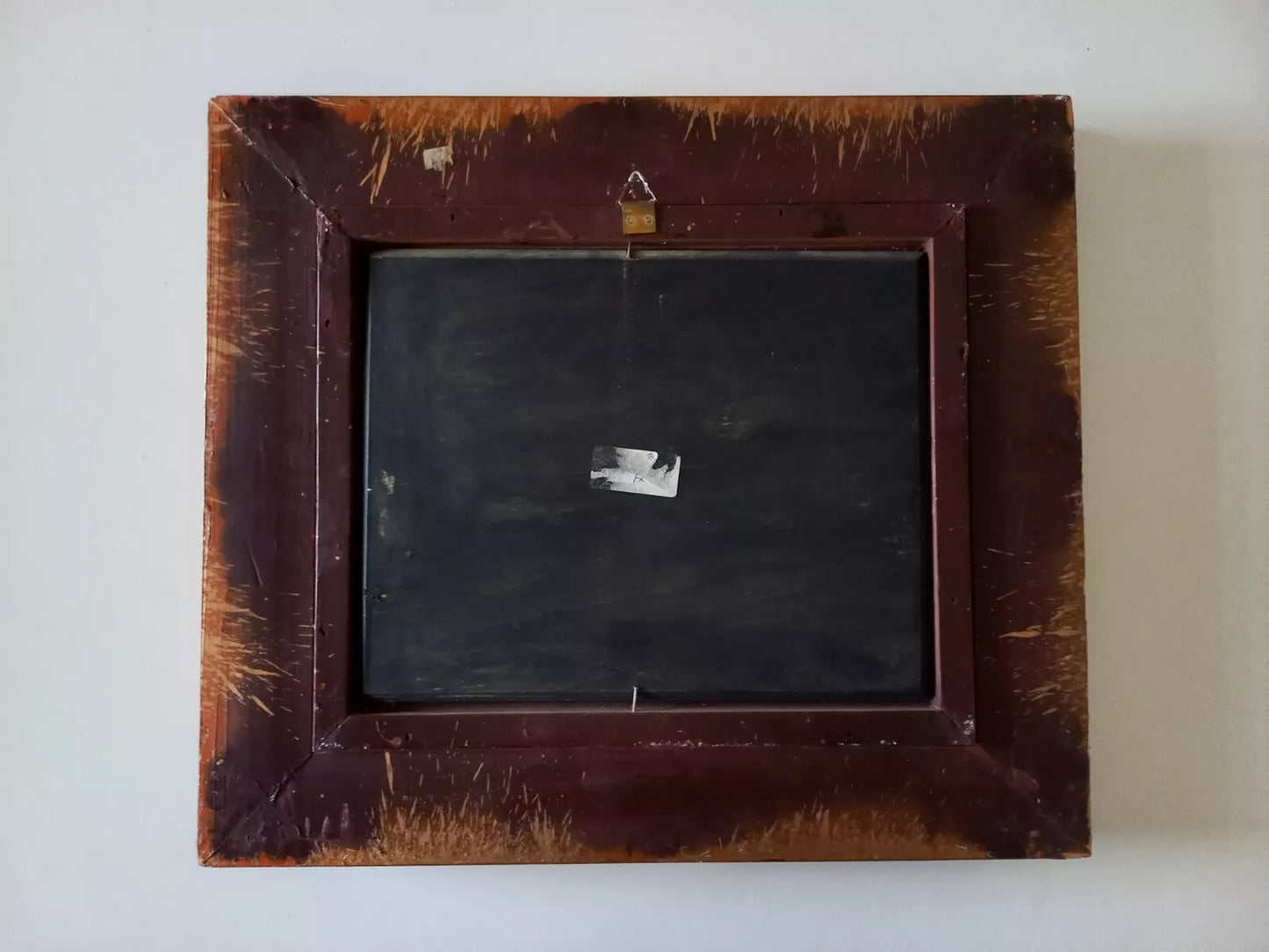 ORIGINAL Ölgemälde auf Holzplatte inkl. antikem Rahmen | Fachwerkhäuser / Dorfleben | Signiert