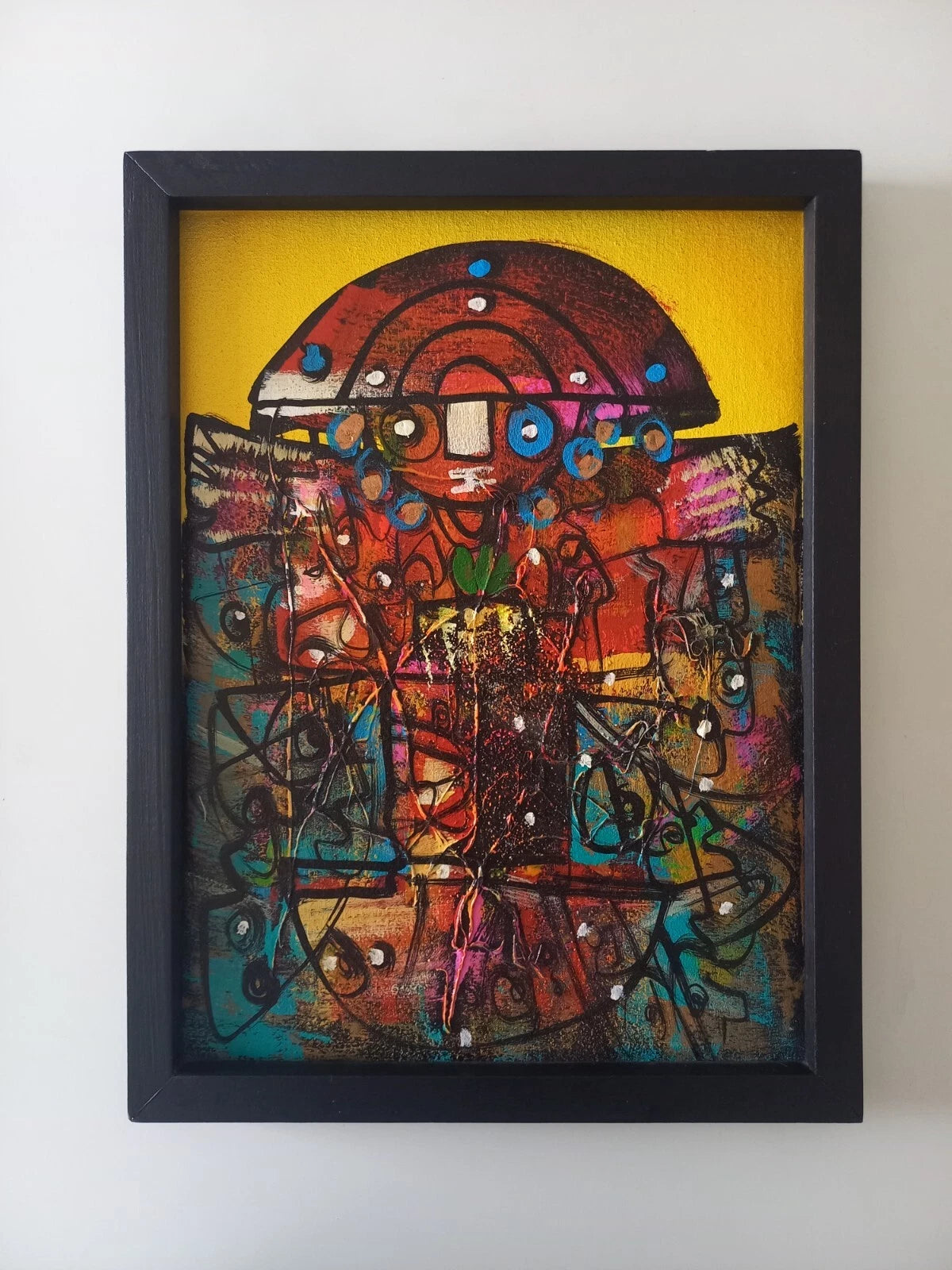 ORIGINAL Ölgemälde auf Karton inkl. Rahmen | Abstrakte / Moderne Kunst / Streetart | 30x40 cm