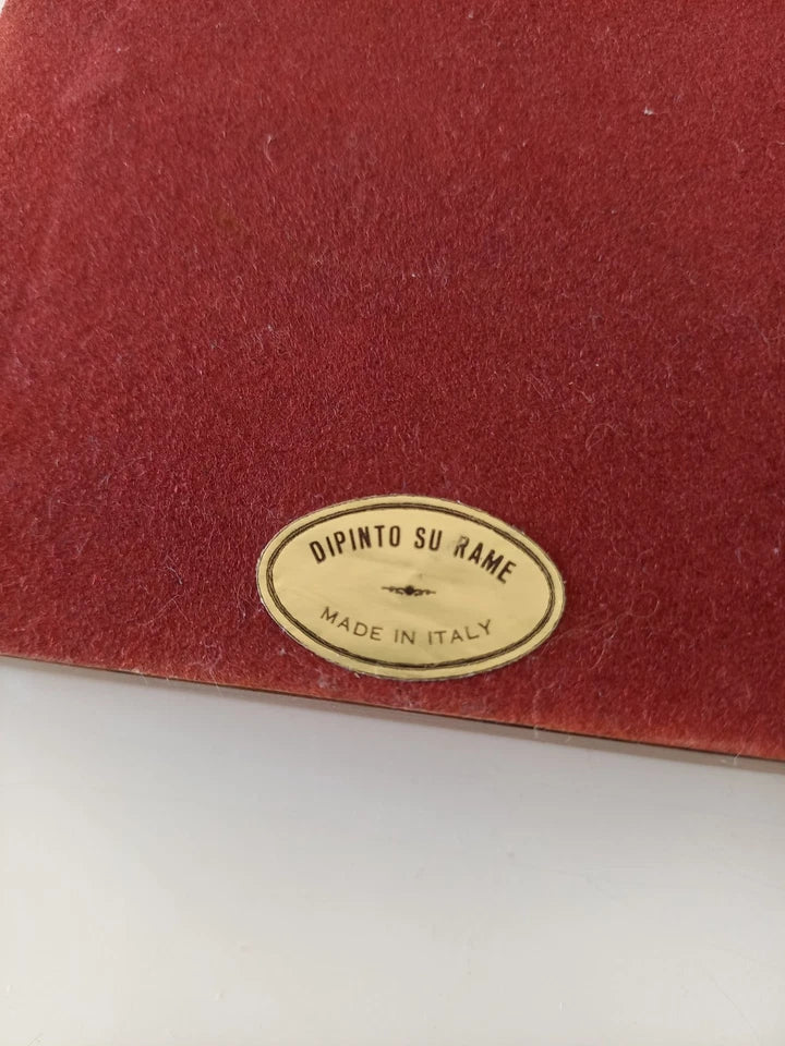 SELTENES KLEINES Ölgemälde auf Kupferplatte inkl. Rahmen | Landschaft / Burg / Italien | Signiert