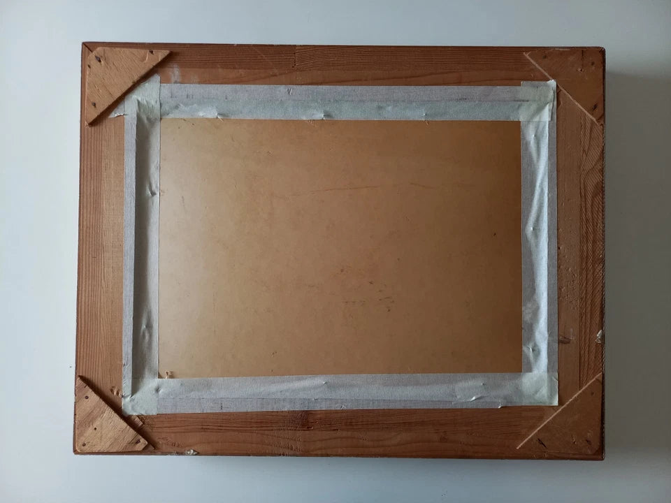 ORIGINAL Ölgemälde auf Karton inkl. Rahmen | Picknick am Strand / Abstrakt / Figuren | Signiert