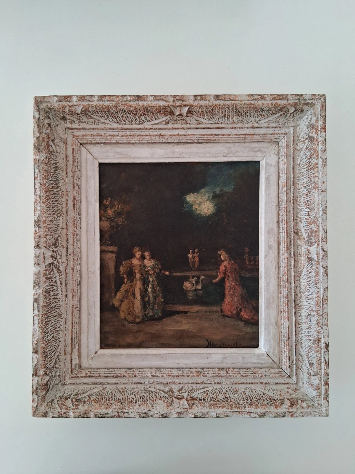 ADOLPHE MONTICELLI (1824-1886) | Nächtlicher Garten mit Figuren | ORIGINAL Ölgemälde