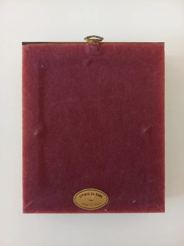 SELTENES KLEINES Ölgemälde auf Kupferplatte inkl. Rahmen | Landschaft / Burg / Italien | Signiert