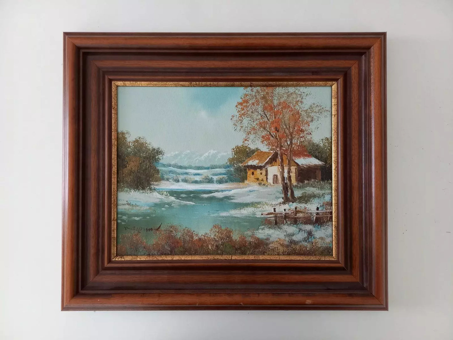 ORIGINAL Ölgemälde auf Leinwand inkl. Rahmen | Winter im Herbst / Landschaft / Natur | Signiert