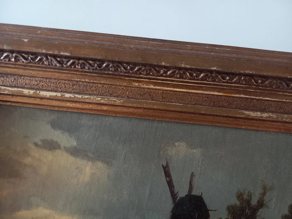 WILHELM KLEIN (1821-1897) | Landschaft mit Windmühle | ORIGINAL Ölgemälde auf Leinwand inkl. Rahmen