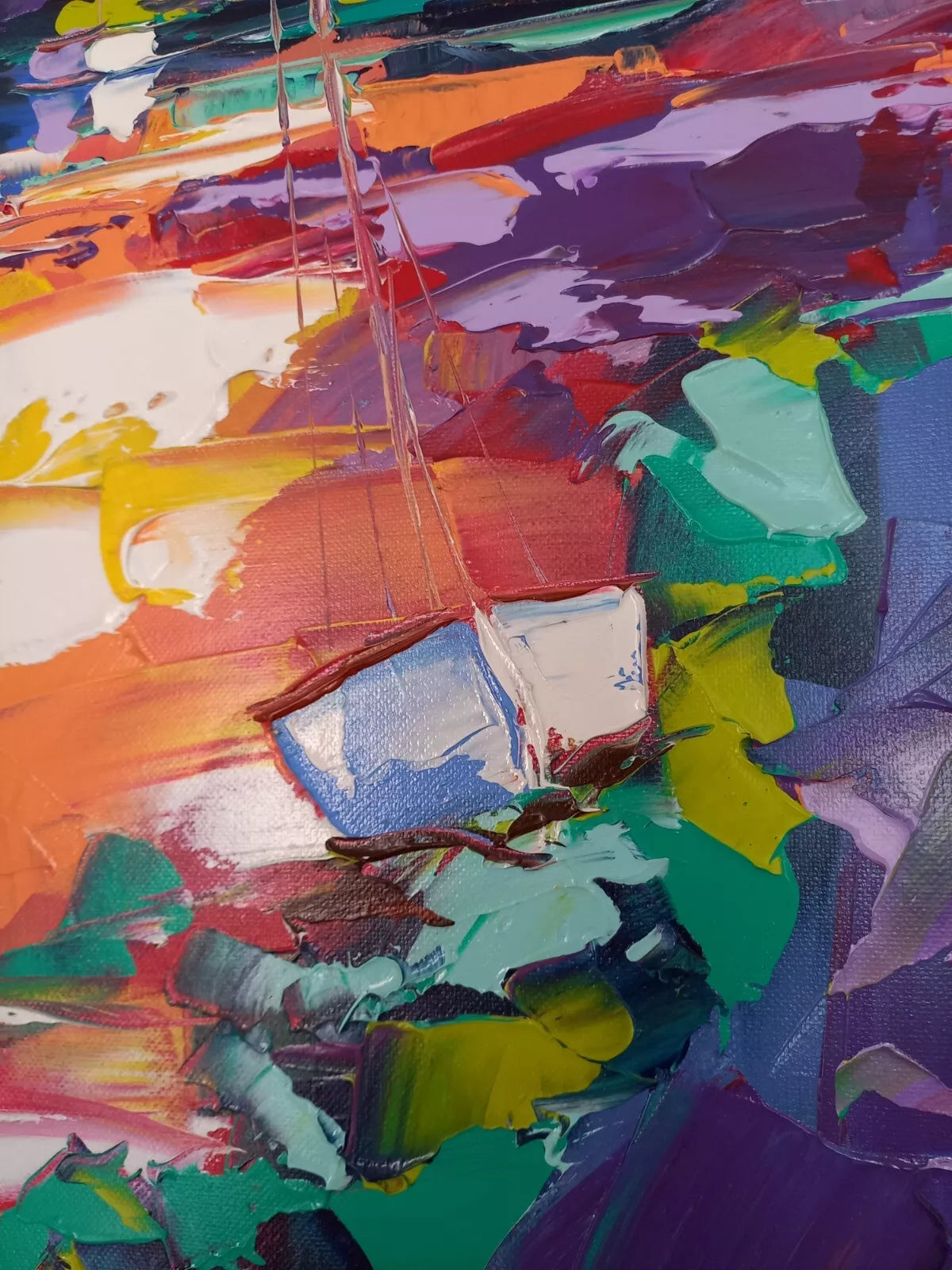 OLIVIER PFLEGER (*1967) | Segelboote / Abstrakte Kunst | ORIGINAL Ölgemälde auf Leinwand