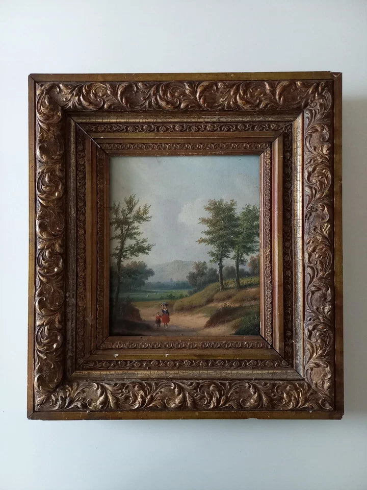 CARL EDUARD AHRENDTS (1822-1898) | Bewaldeter Landweg | ORIGINAL Ölgemälde auf Holzplatte