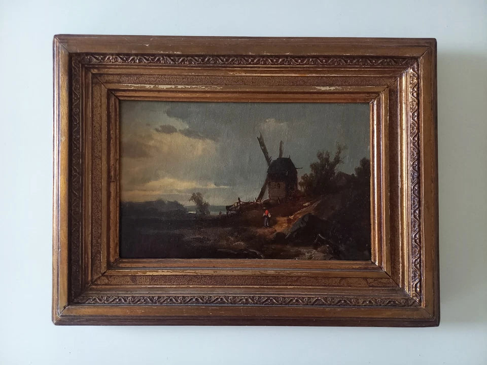 WILHELM KLEIN (1821-1897) | Landschaft mit Windmühle | ORIGINAL Ölgemälde auf Leinwand inkl. Rahmen