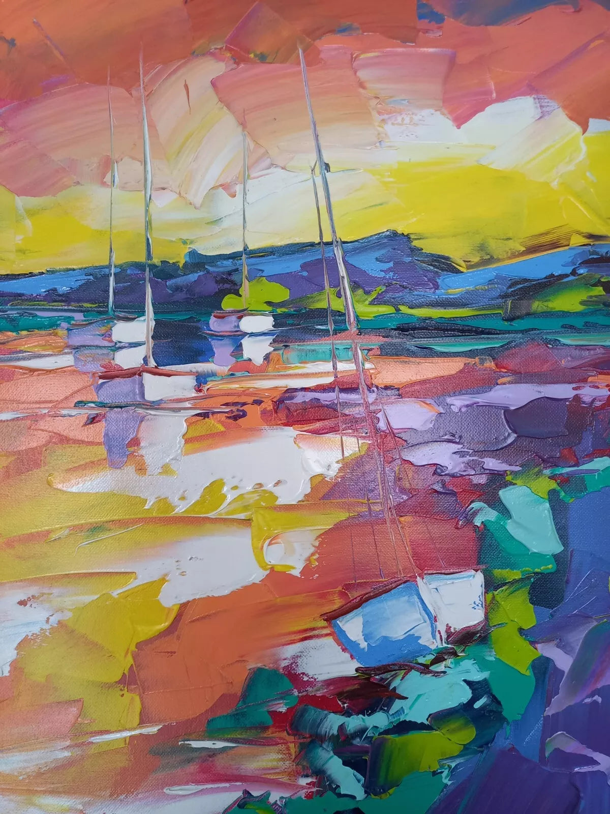 OLIVIER PFLEGER (*1967) | Segelboote / Abstrakte Kunst | ORIGINAL Ölgemälde auf Leinwand