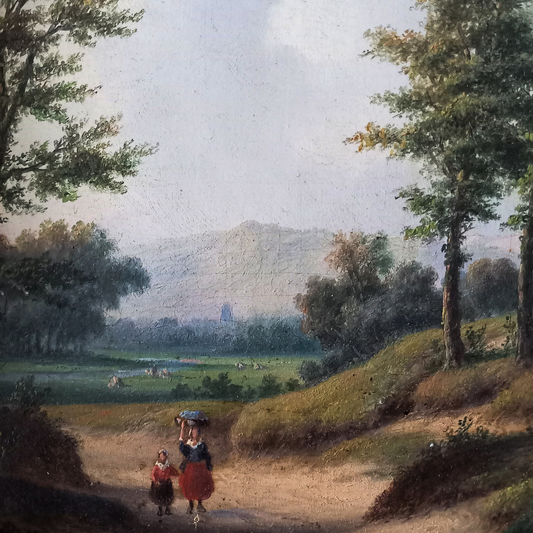 CARL EDUARD AHRENDTS (1822-1898) | Bewaldeter Landweg | ORIGINAL Ölgemälde auf Holzplatte