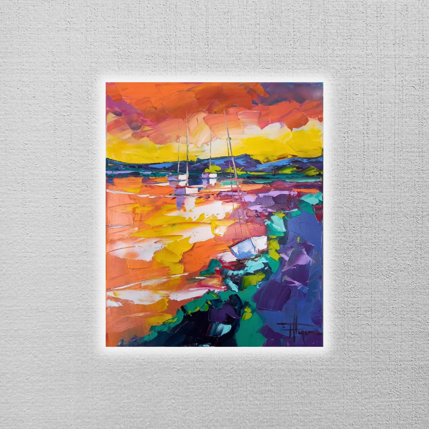 OLIVIER PFLEGER (*1967) | Segelboote / Abstrakte Kunst | ORIGINAL Ölgemälde auf Leinwand