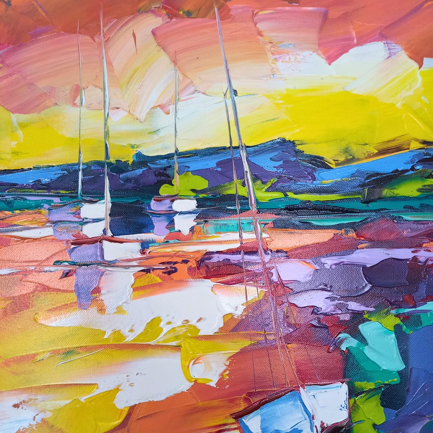 OLIVIER PFLEGER (*1967) | Segelboote / Abstrakte Kunst | ORIGINAL Ölgemälde auf Leinwand