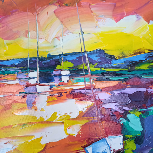 OLIVIER PFLEGER (*1967) | Segelboote / Abstrakte Kunst | ORIGINAL Ölgemälde auf Leinwand