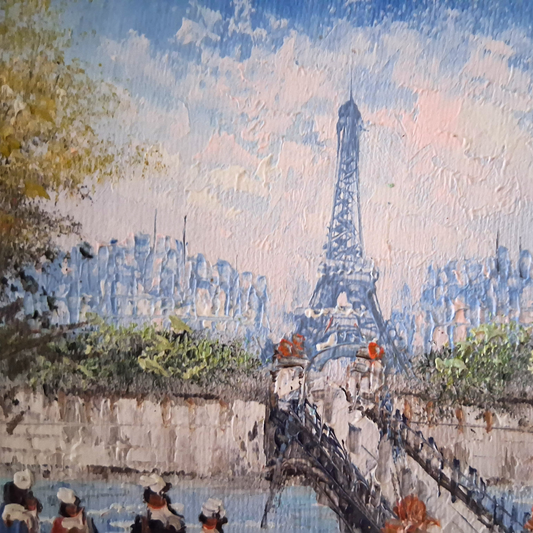 CAROLINE C. BURNETT | Stadtszene / Eiffelturm / Paris | ORIGINAL Ölgemälde auf Karton inkl. Rahmen