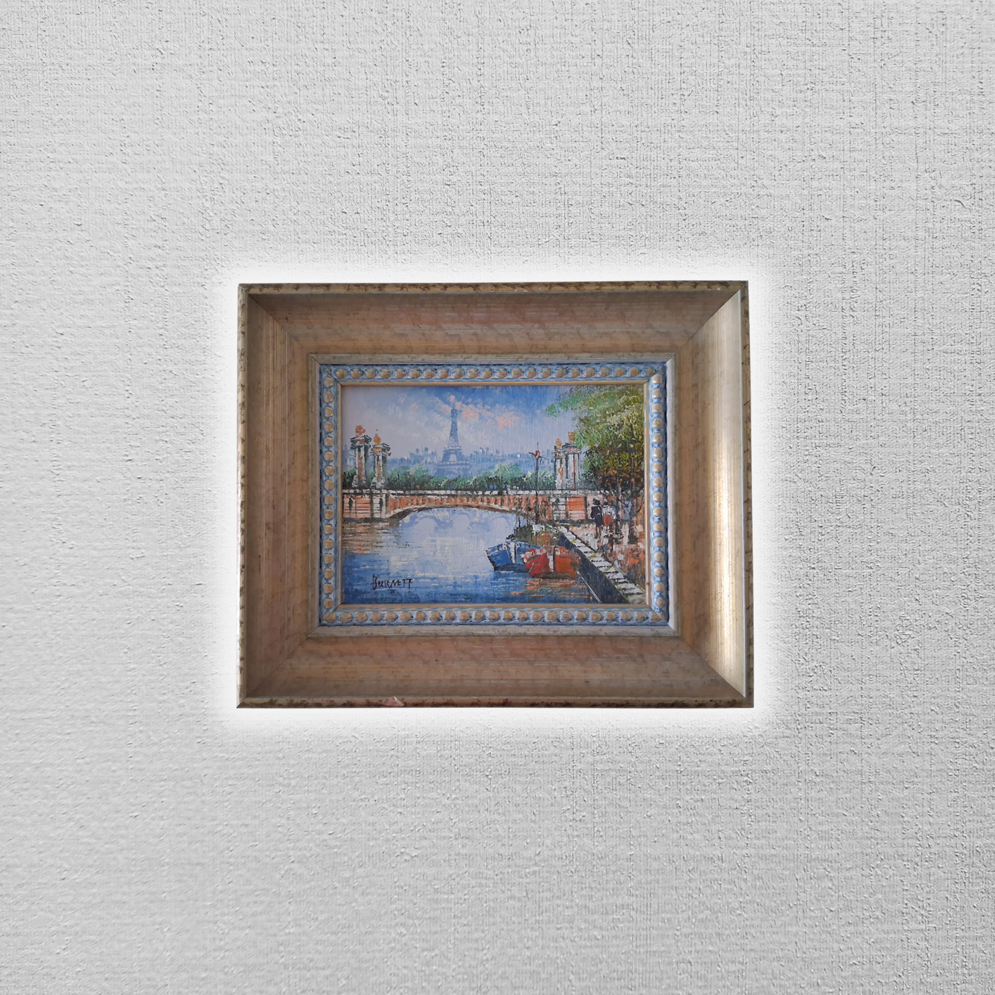 CAROLINE C. BURNETT | Eiffelturm / Paris / Stadtszene | ORIGINAL Ölgemälde auf Karton inkl. Rahmen