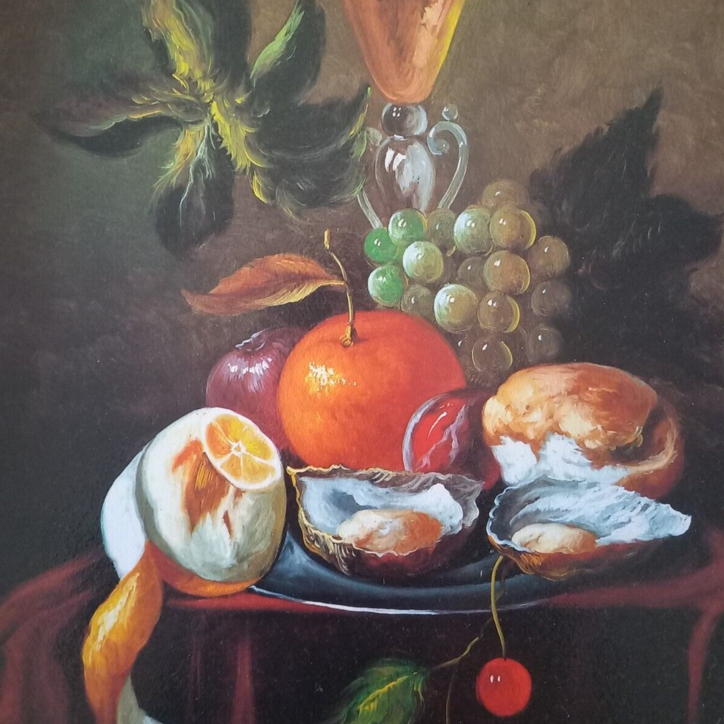 ORIGINAL Ölgemälde auf Karton inkl. Rahmen | Stillleben / Obstschale | Signiert: Lacosta