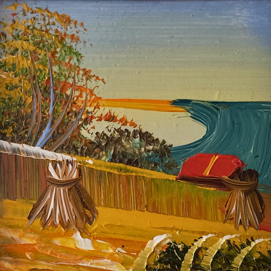 KLEINES ORIGINAL Ölgemälde auf Karton inkl. Holzrahmen | Landschaft / Natur | 11x11 cm