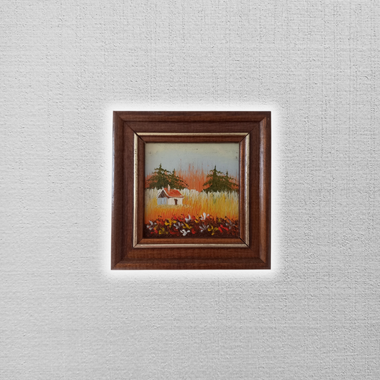 KLEINES ORIGINAL Ölgemälde auf Karton inkl. Holzrahmen | Landschaft / Natur | 11x11 cm