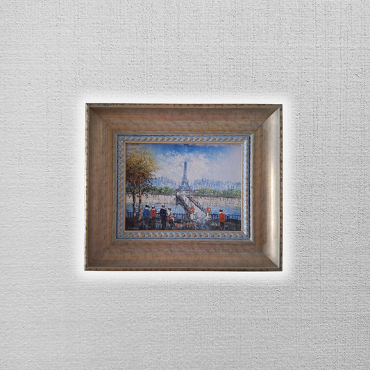 CAROLINE C. BURNETT | Stadtszene / Eiffelturm / Paris | ORIGINAL Ölgemälde auf Karton inkl. Rahmen