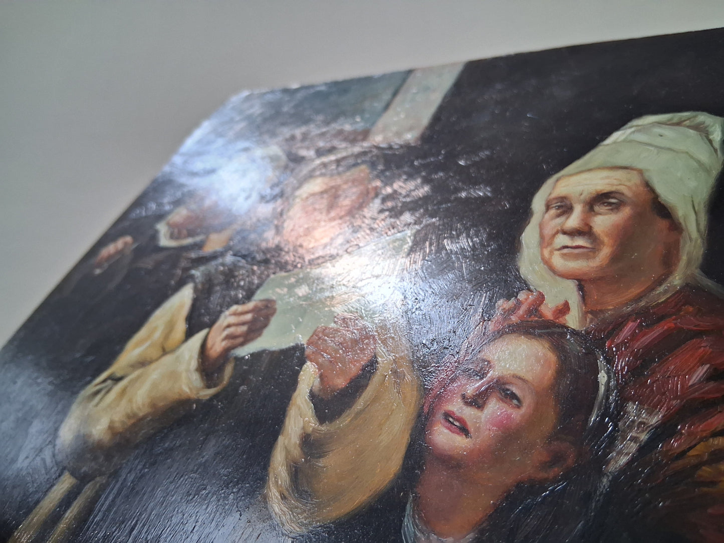 ORIGINAL Ölgemälde auf Holzplatte | Lesender Mönch / Menschen / Portrait | 25x20 cm | Signiert