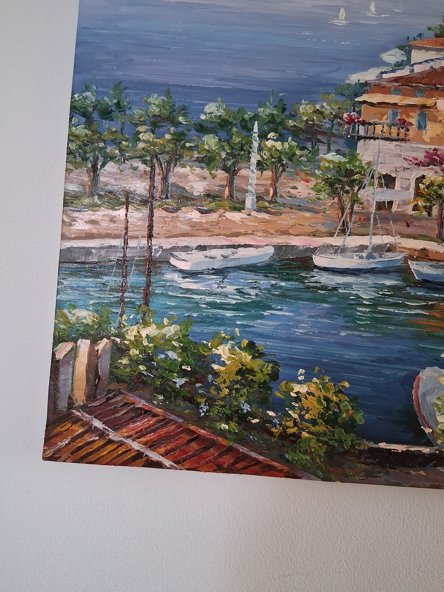 ORIGINAL Ölgemälde auf Leinwand | Torri del Benaco / Gardasee / Italien | 70x50 cm | Signiert: STEFANI