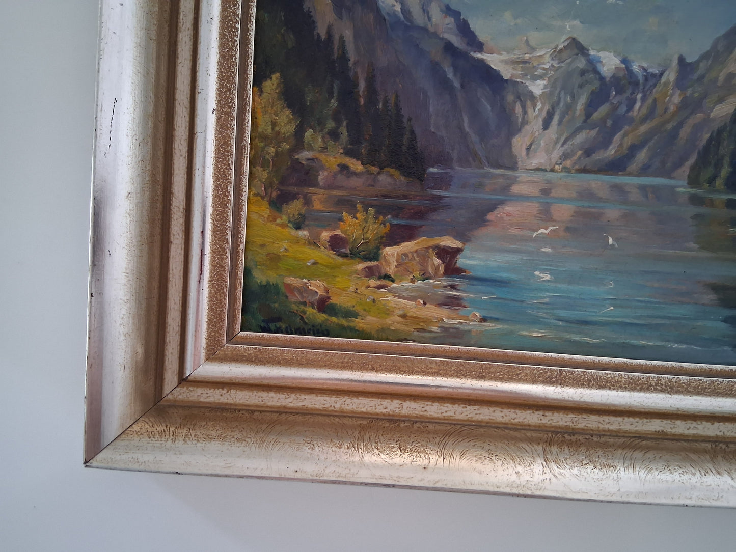 WALTER HELMRICH | Am Königssee vom Malerwinkel | ORIGINAL Ölgemälde auf Karton inkl. Rahmen