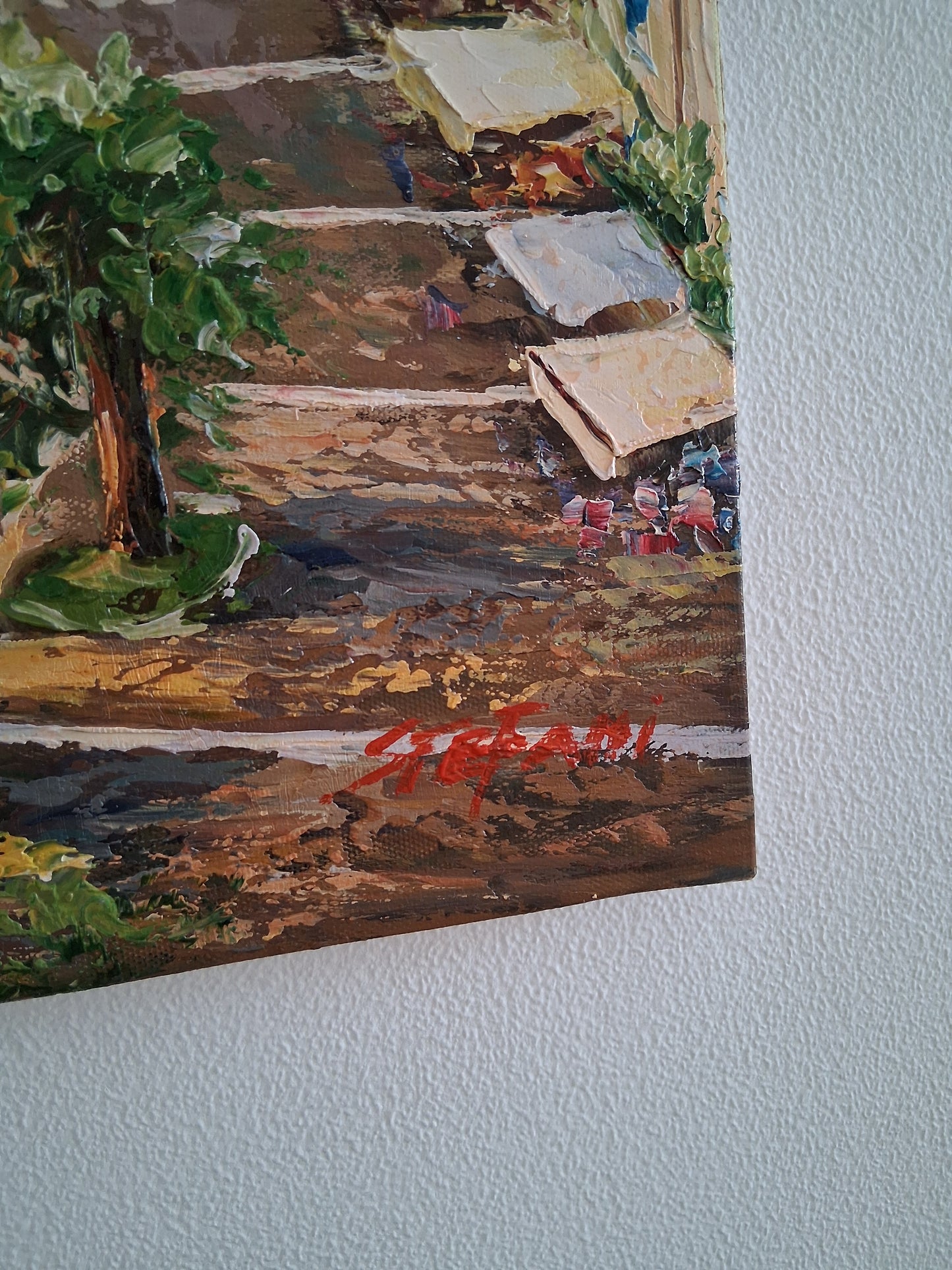 ORIGINAL Ölgemälde auf Leinwand | Torri del Benaco / Gardasee / Italien | 70x50 cm | Signiert: STEFANI