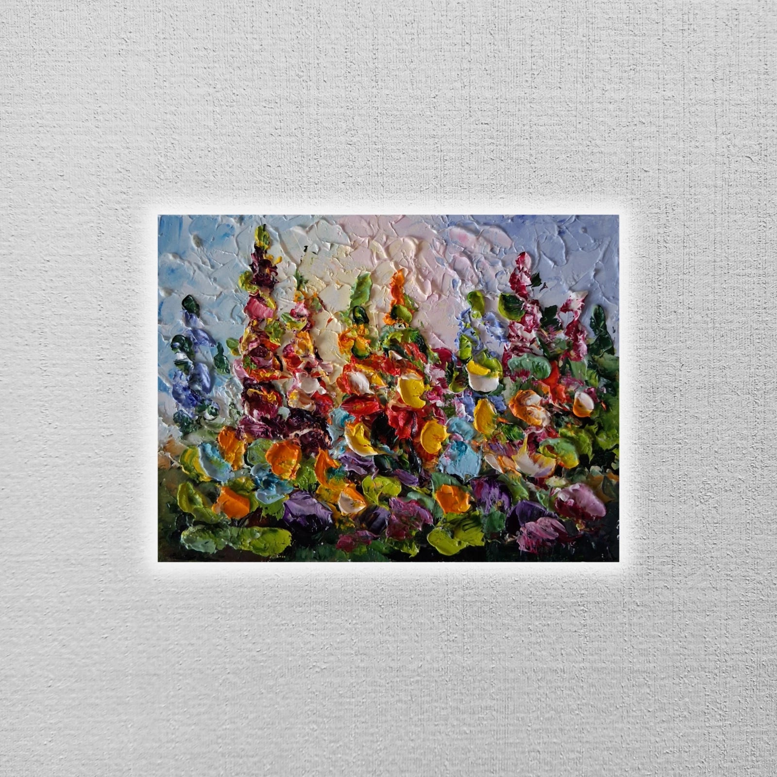 ORIGINAL Ölgemälde auf Karton | Wilde Blumen / Blumenwiese | 20x15 cm | Signiert